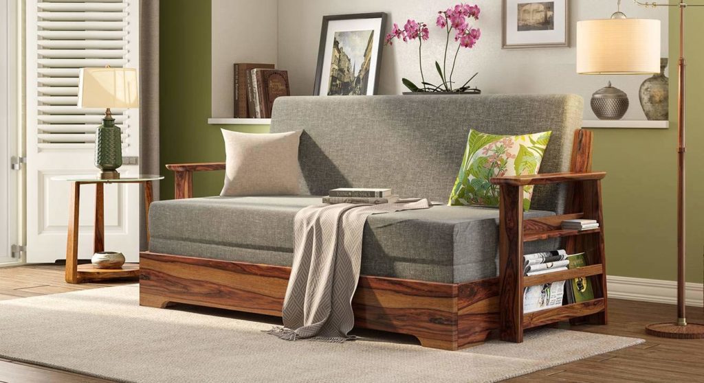 wooden sofa come bed with storage